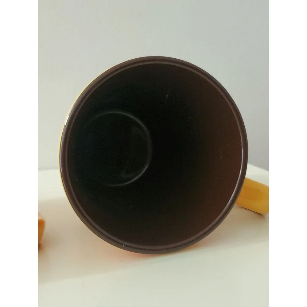 McCafe Orange Plaid Coffee Mugs 12 oz. Set Of 2